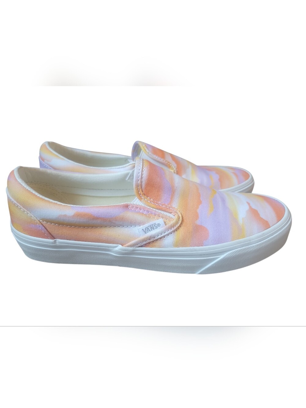 Vans Slip-On Sneakers in Peach, Lavender & Yellow Tie-Dye